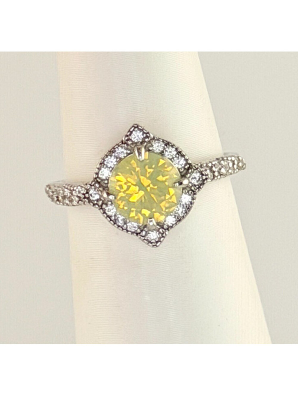 Bomb Party Size 6 Sterling Club Yellow Opal on .925 Silver RBP3556 RETRO